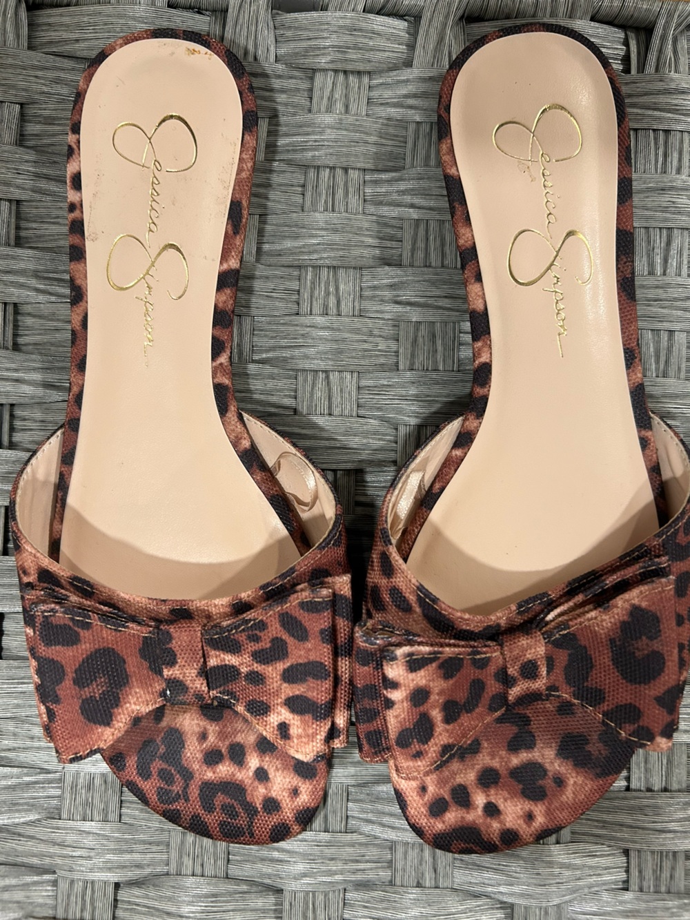 Jessica Simpson Leopard-Print Open Toe Sandals - Brown/Black